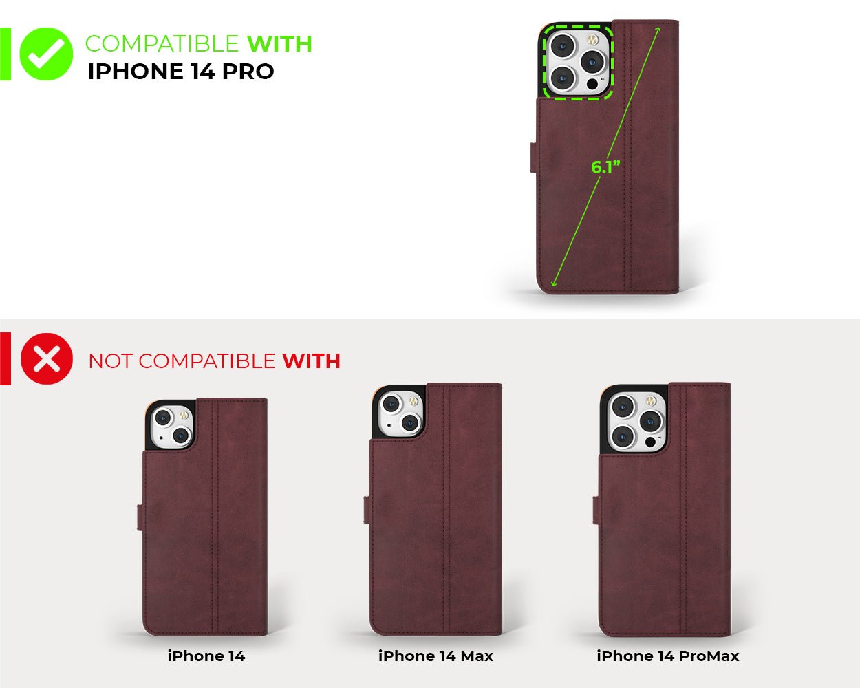 Apple iPhone 14 Pro - Vintage Leather Wallet Phone Case (Side Clasp)