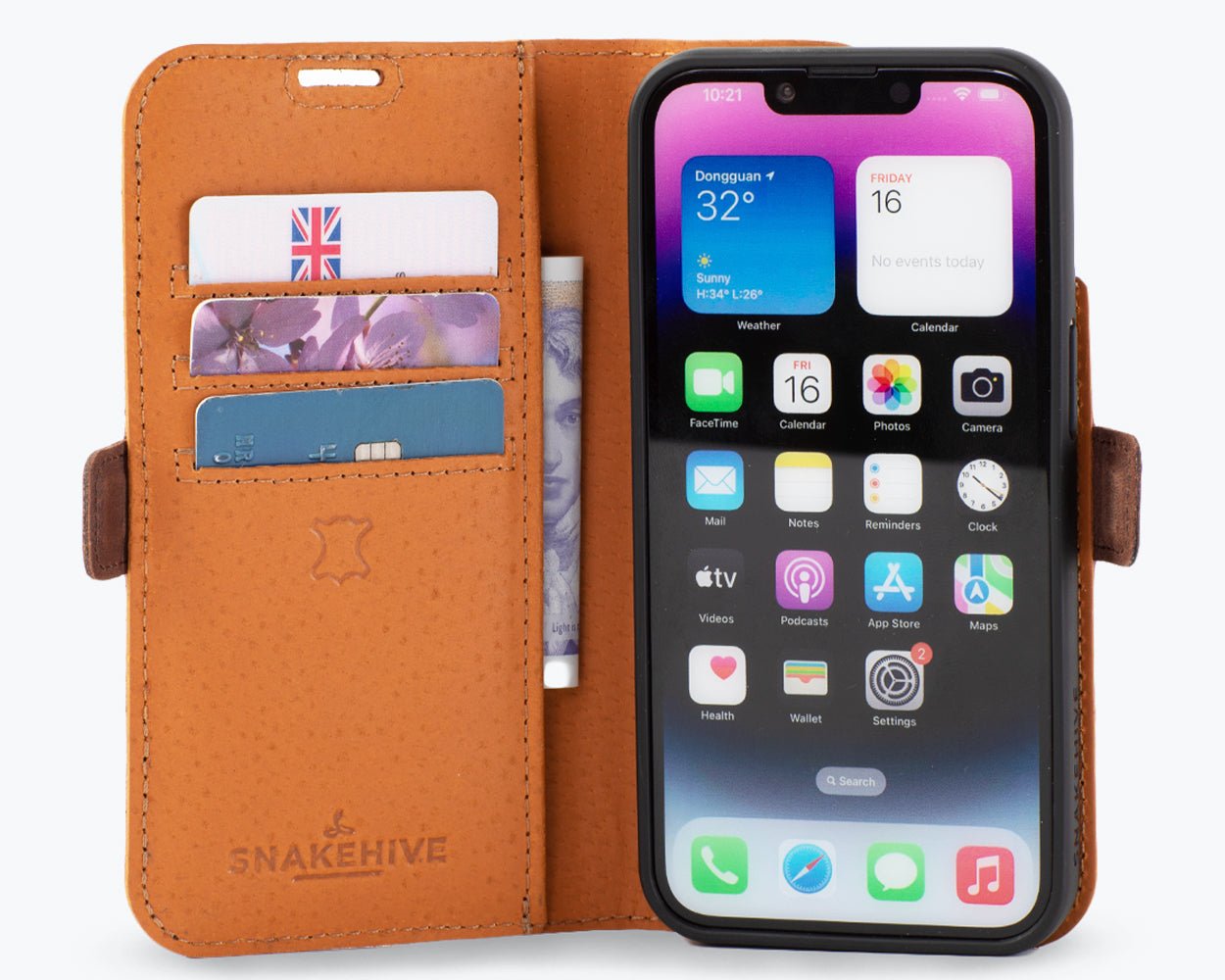 Apple iPhone 14 - Vintage Leather Wallet Phone Case (Side Clasp)
