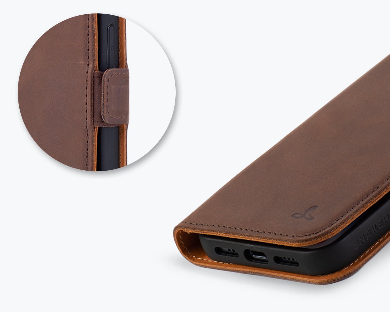 Apple iPhone 14 - Vintage Leather Wallet Phone Case (Side Clasp)