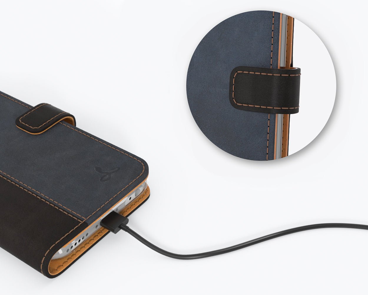 Apple iPhone 6/6S - Vintage Leather Wallet Phone Case (Two Tone)