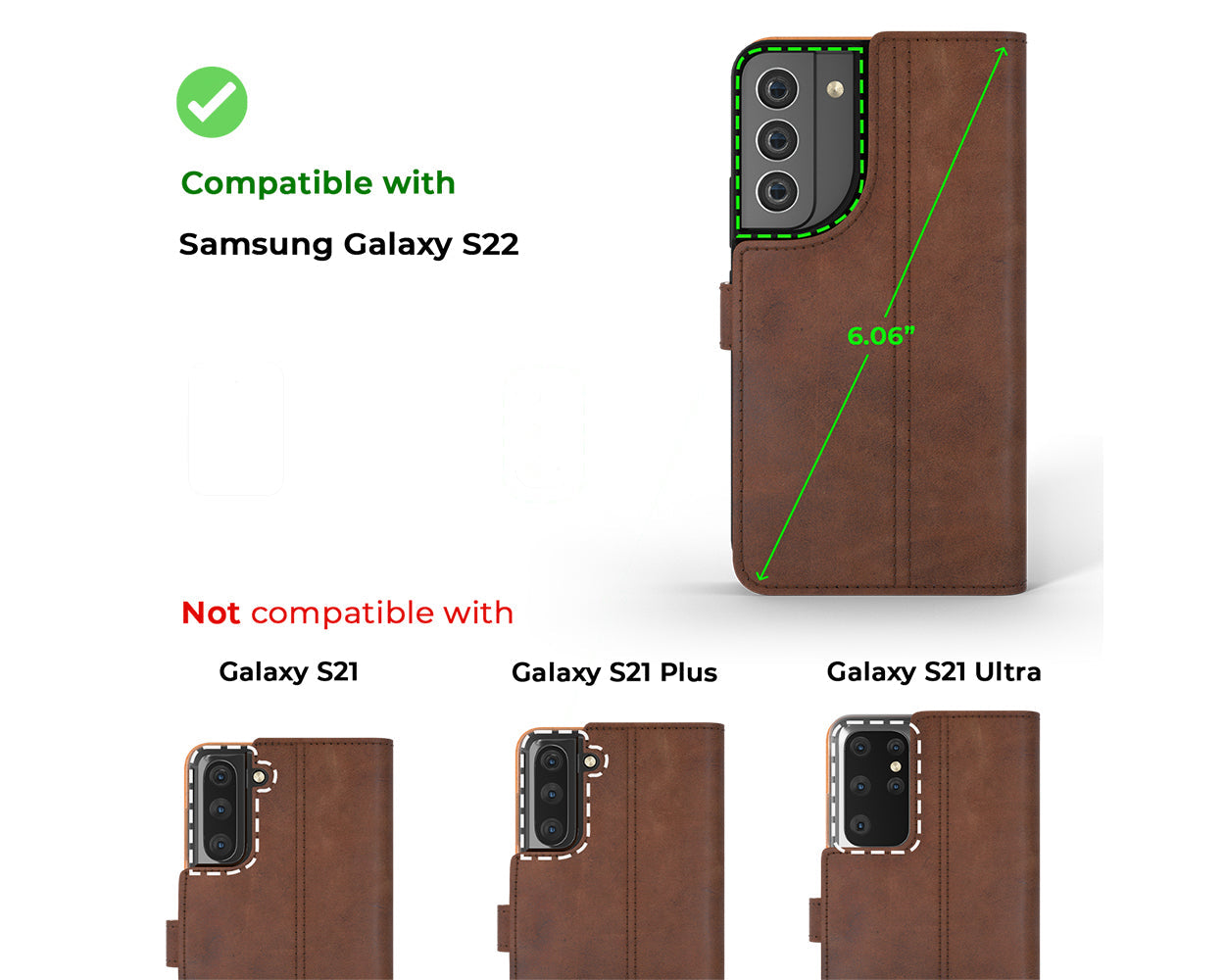 Samsung Galaxy S22 - Vintage Leather Wallet Phone Case