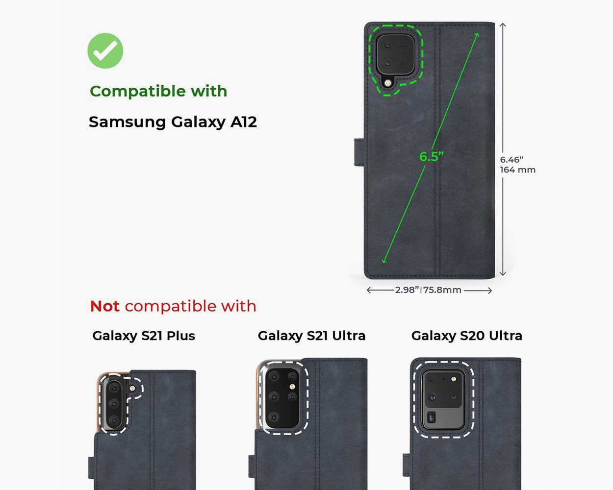 Samsung Galaxy A12 - Vintage Leather Wallet Phone Case