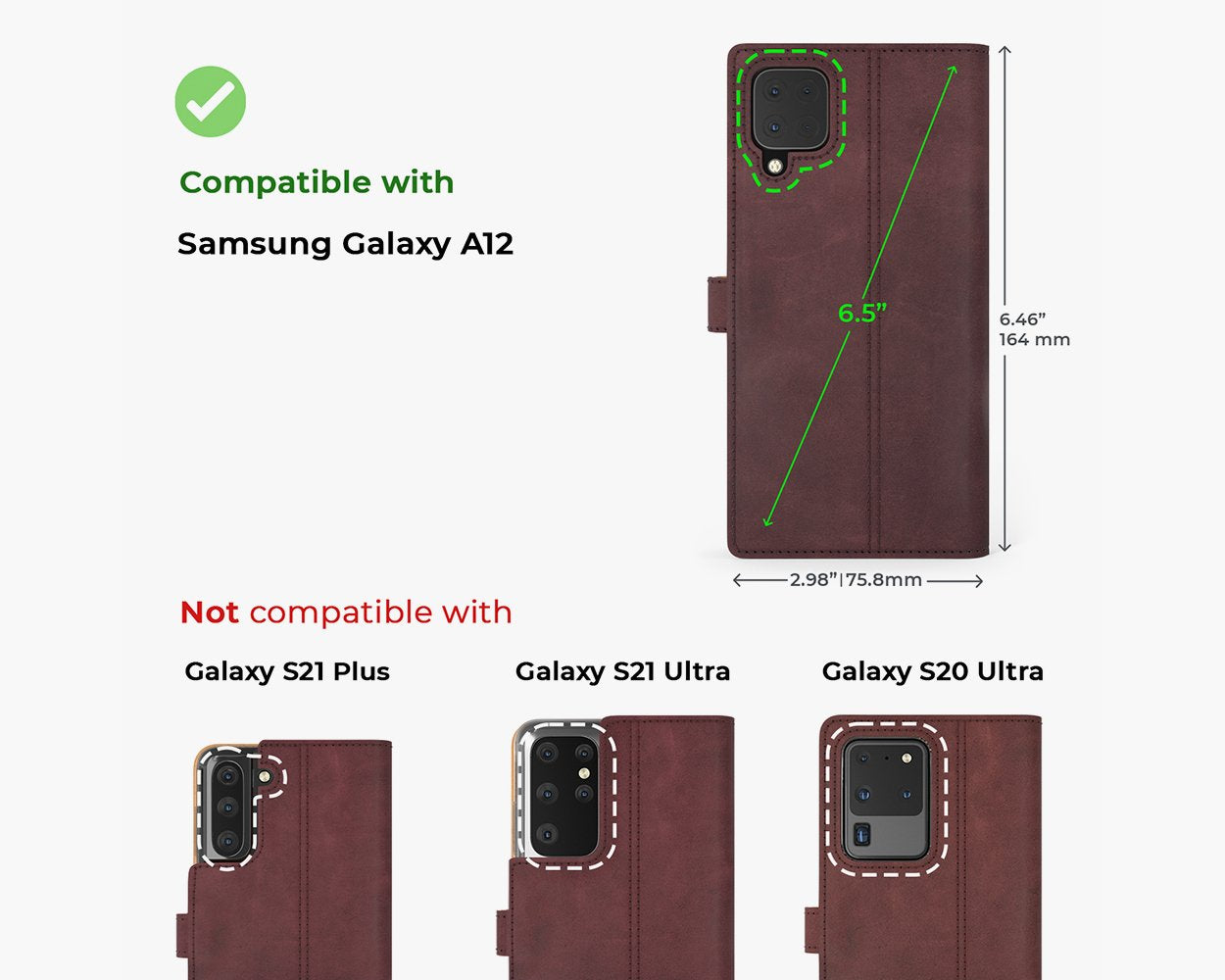 Samsung Galaxy A12 - Vintage Leather Wallet Phone Case