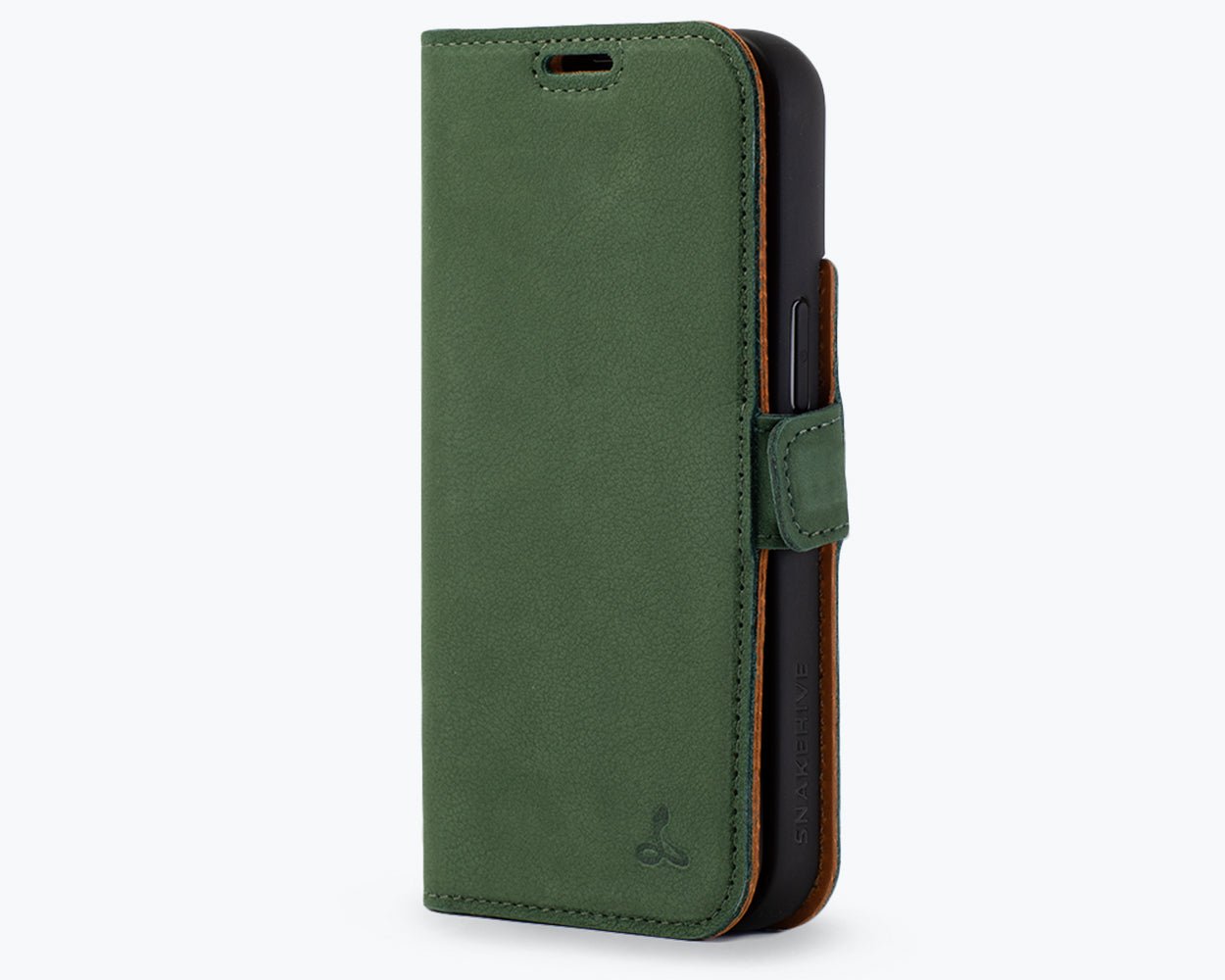 Apple iPhone 15 - Vintage Leather Wallet (Side Clasp) Bottle Green Apple iPhone 15 - Snakehive UK